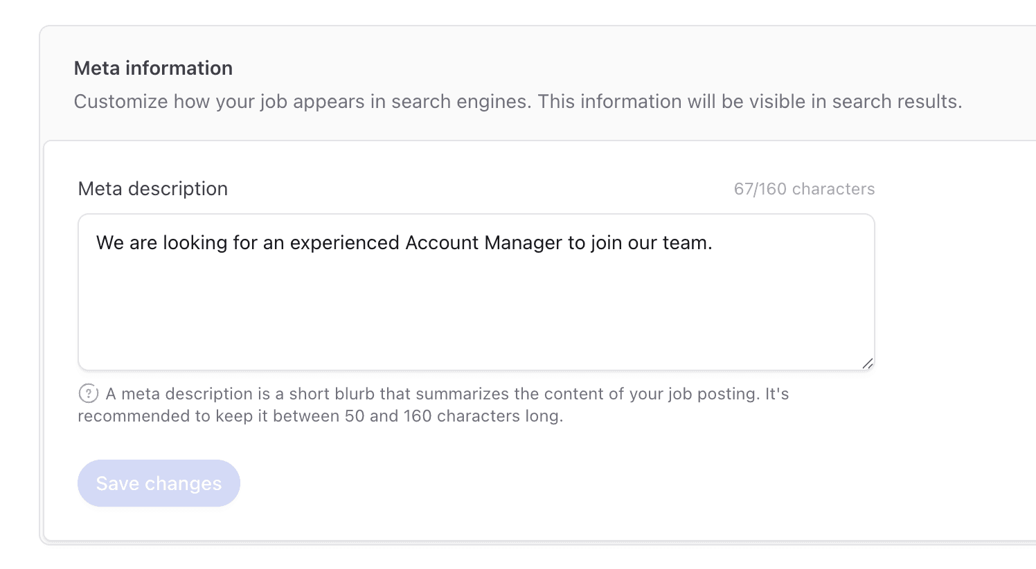 Write a custom meta description for every job